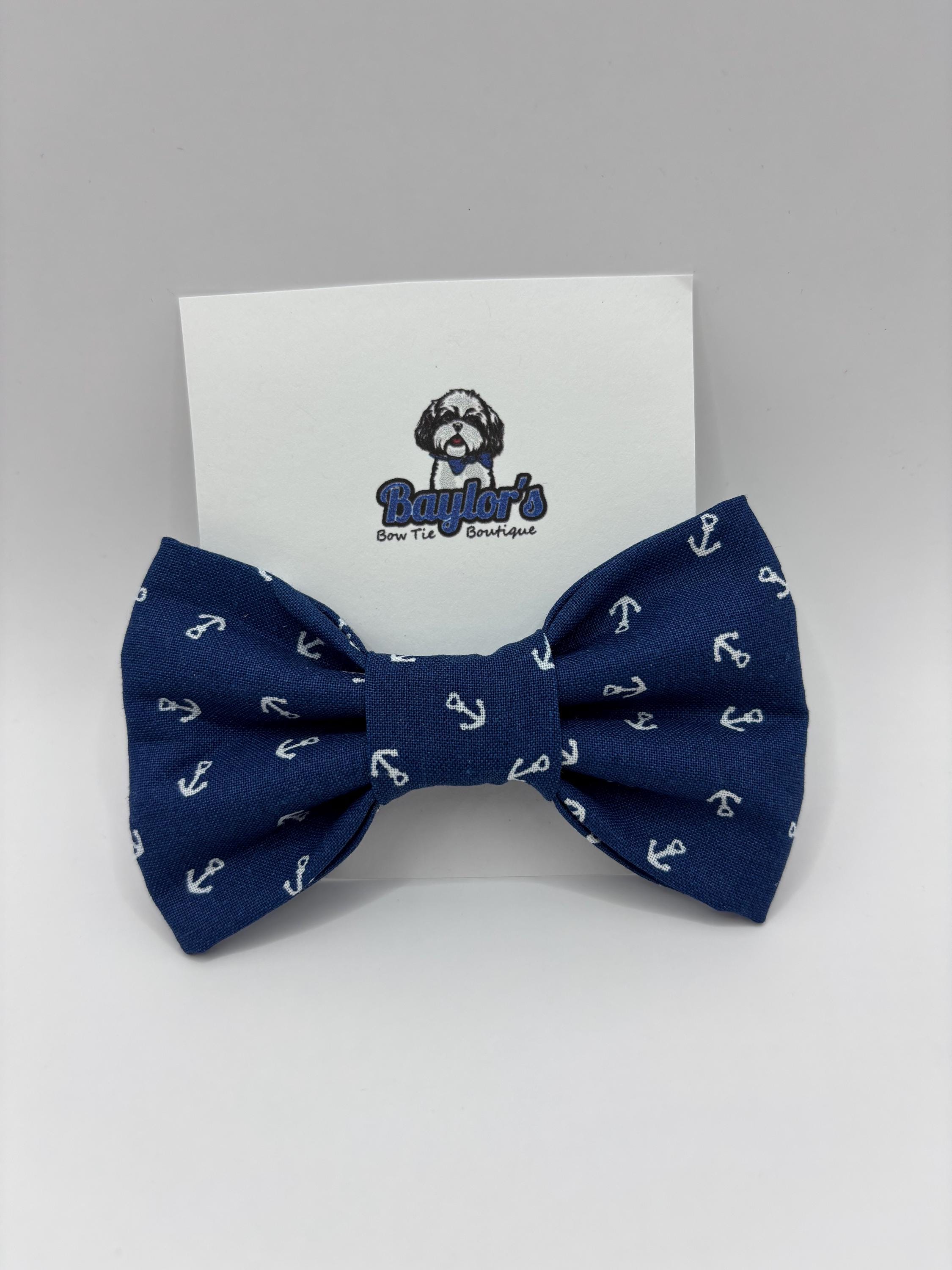Navy anchors Dog Bow Tie:  summer pet bow ties, bow ties, pet bow ties, novelty bow ties, nautical dog bow tie, handmade dog bow ties