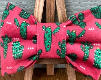 Christmas cactus Dog Bow Tie