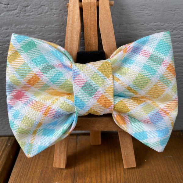 Spring Plaid Dog/Cat  Bow Tie OR Collar Flower