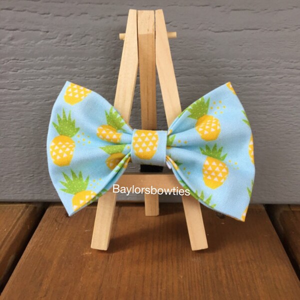 MINI ONLY*** Light Blue Pineapple Dog Bow Tie