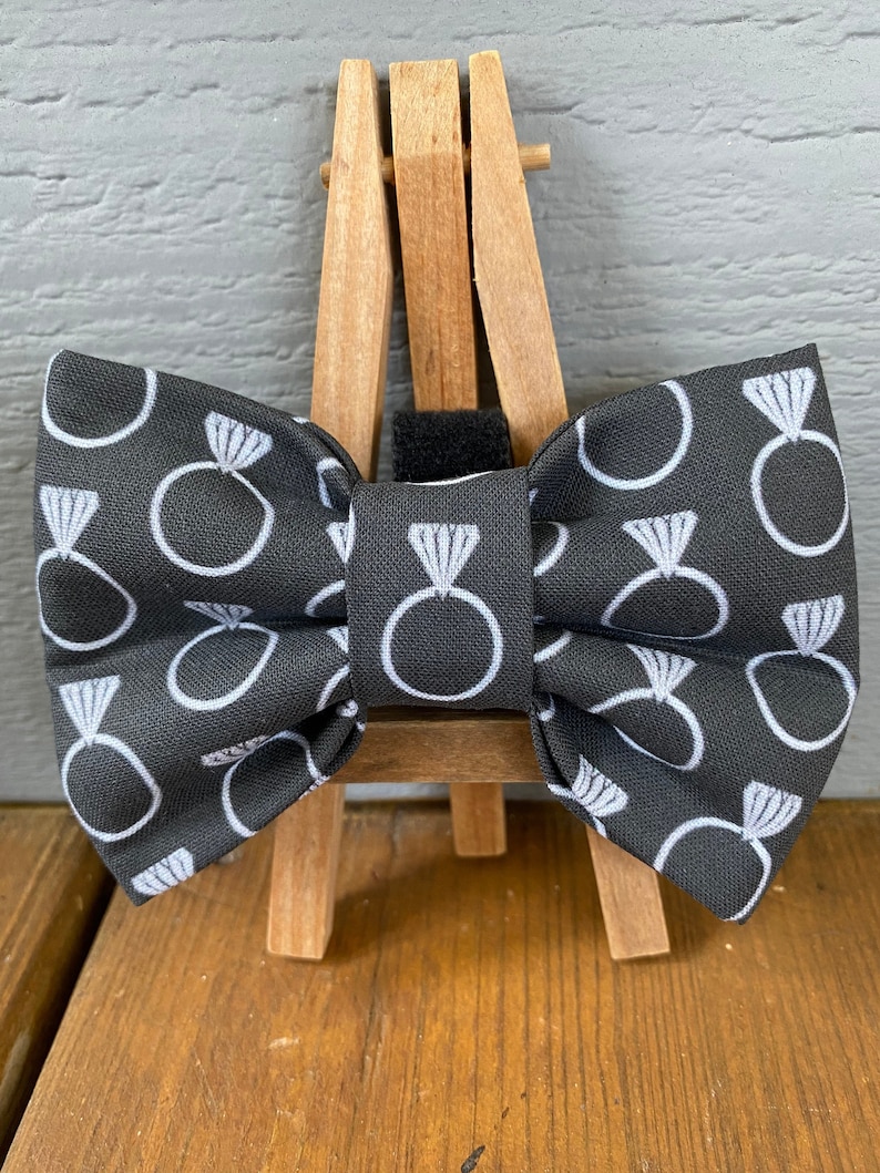 Rings on Black DogCat Bow Tie NEW!
