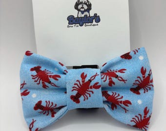 Blue Lobster & Polka Dots Dog Bow Tie: summer dog bow ties, pet bow ties, novelty dog bow ties, nautical dog bow tie, beach dog bow tie, dog