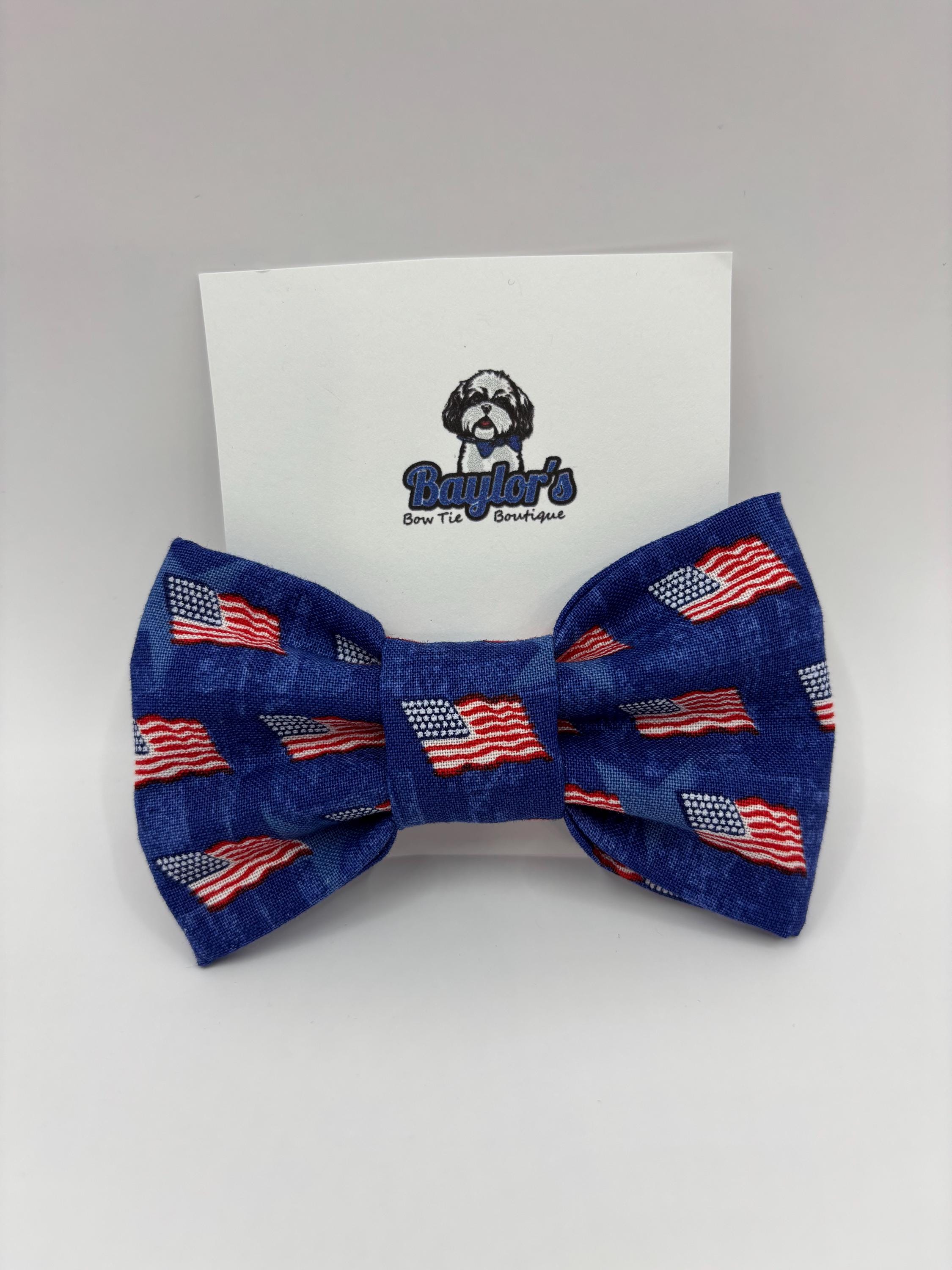 American Flag Pet Bow Tie Patriotic 4Th Of July Dog Accessory Handmade To Order