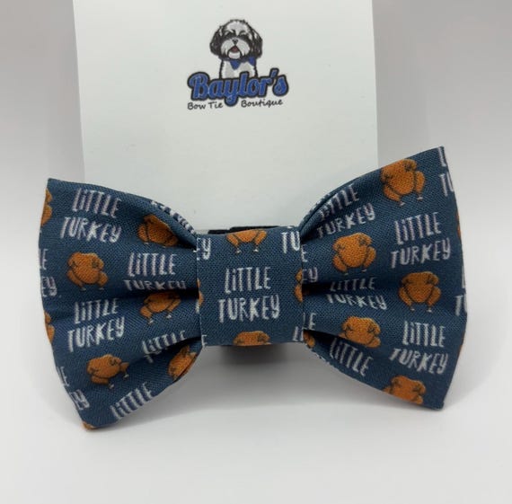 Little Turkey Dog Bow Tie: Thanksgiving Pet Bowtie Handmade to order