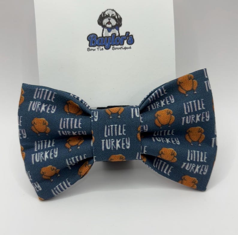 Little Turkey Dog Bow Tie: Thanksgiving Pet Bowtie Handmade to order bild 1