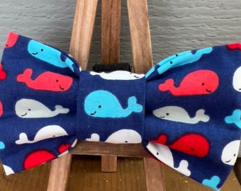 Whale Dog Bow Tie: summer dog bow ties, pet bow ties, novelty dog bow ties, nautical dog bow tie, beach dog bow tie, whale dog bow ties