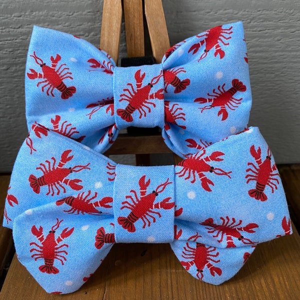 Blue Lobster & Polka Dots Dog Bow Tie: summer dog bow ties, pet bow ties, novelty dog bow ties, nautical dog bow tie, beach dog bow tie, dog