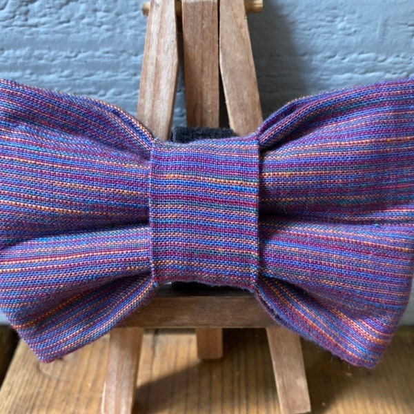 Multicolored Woven Pet Bow Tie, Closeup in second picture**, thanksgiving pet bow ties, harvest dog bow tie, seasonal dog bow ties