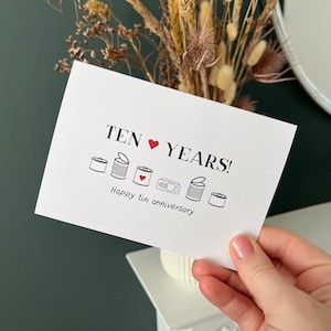 Tin 10th anniversary card | Tenth anniversary card