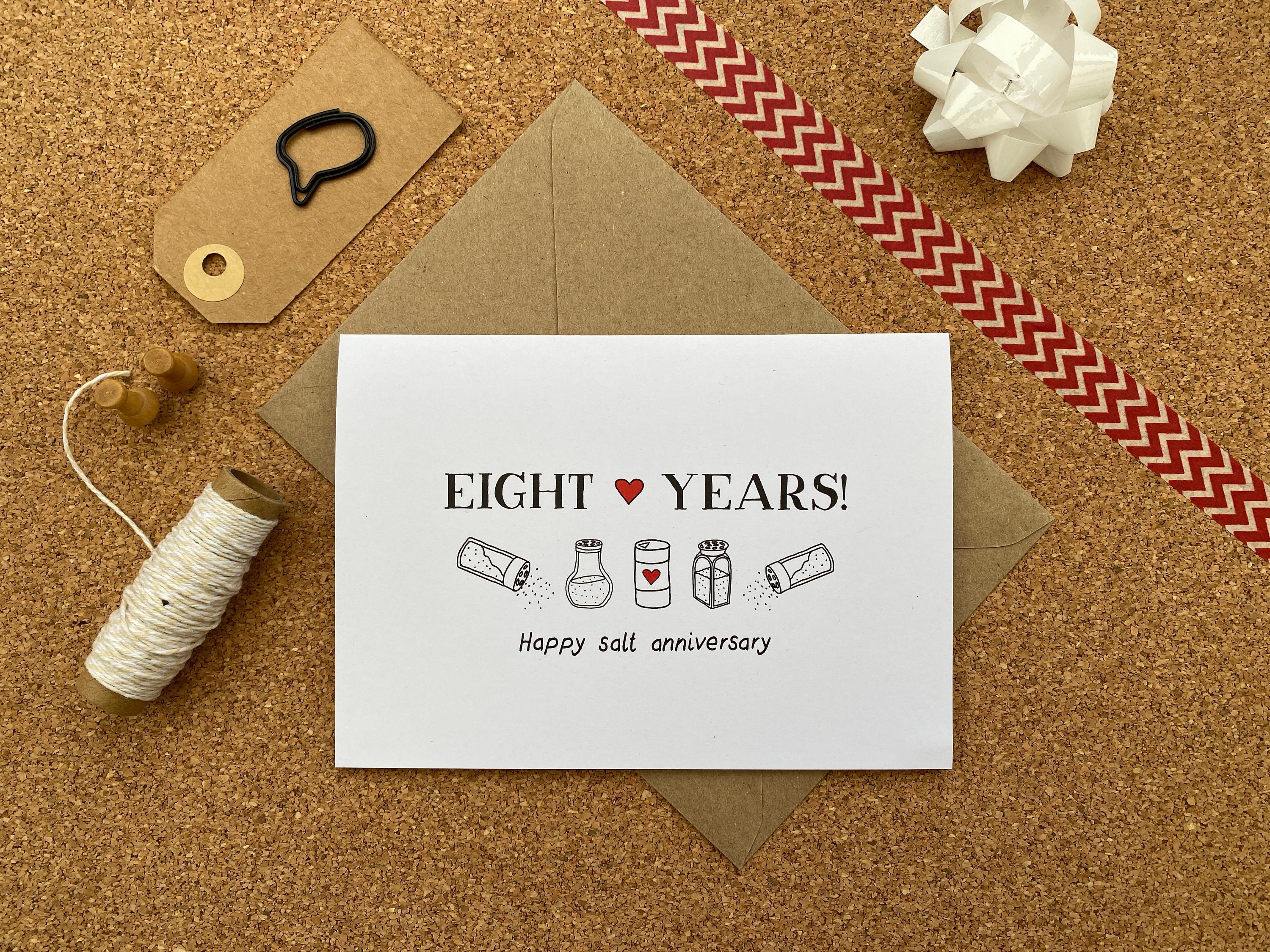 Happy Salt Anniversary Card - 8th Wedding Anniversary Card - Eighth Anniversary - 8 Years - View #10