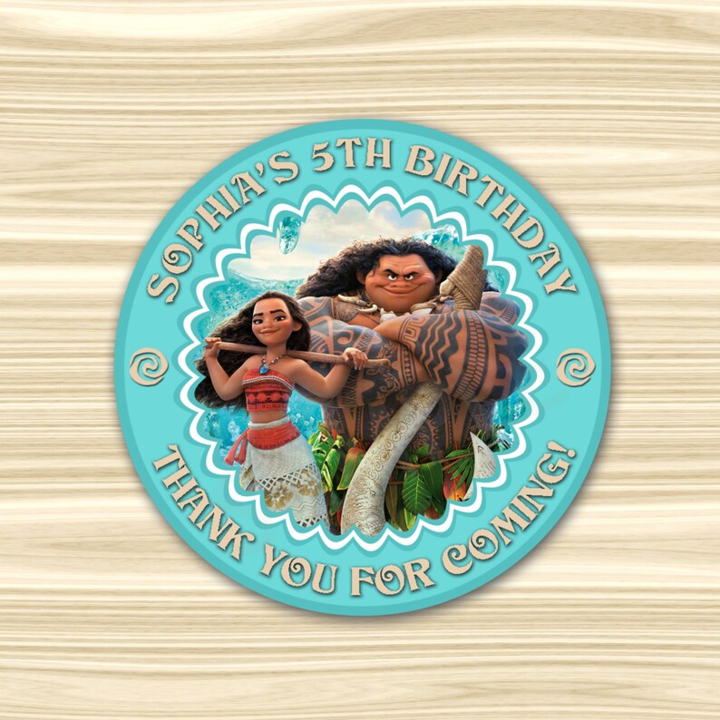 Moana Favor Tag. Moana Thank You Sticker. Moana Thank You Tag. | Etsy