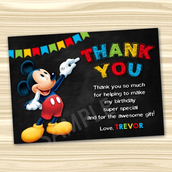 mickey thank you card mickey mouse thank you card mickey etsy mickey mouse thank you photo cards