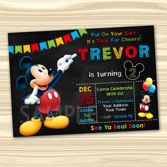 Mickey Mouse Invitations Mickey Mouse Party Invitation Etsy