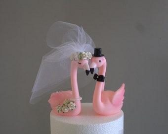flamingo wedding cake topper
