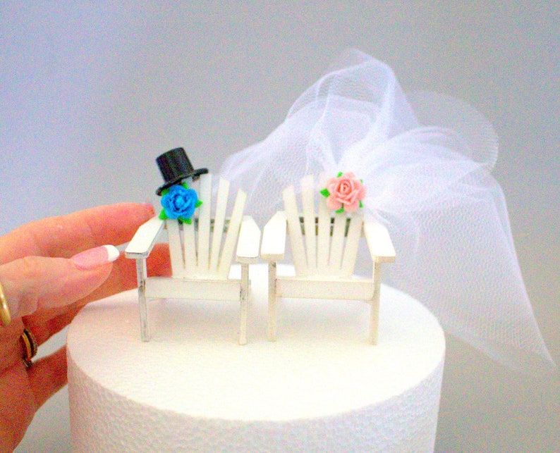 Chairs Wedding Cake Topper Miniature Adirondack Rustic Tiny Beach