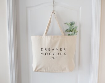 Beach Tote Bag Mockup Summer Canvas Tote Mockup White Canvas Etsy
