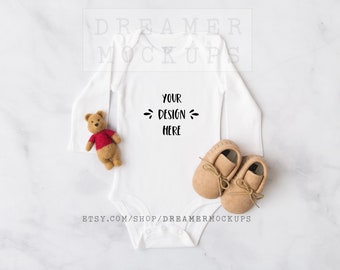 Carter's Mockup, Bodysuit Mockup, Baby Mockup, Baby Styled Stock, Baby Shirt Mockup, White Bodysuit Mockup, Long Sleeve Bodysuit Mockup