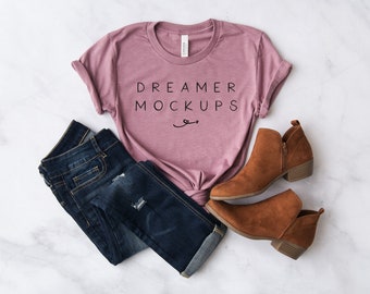 Bella Canvas 3001 Mockup, Bella Canvas Heather Orchid Mockup, Styled Stock, 3001 Mockup, Bella + Canvas Mockup, Fall Mockup, Shirt Mockup