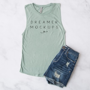 Next Level 5013 Mockup, Tank Mockup, Next Level Stonewash Green, Summer Mockup, Next Level Mock Up, 5013 Mock Up, Festival Mockup, Flatlay