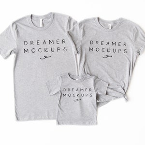 Family Mock Up, Bella Canvas 3001 Mockup, Bella Canvas 100B Mockup, 3001 Mockup, Baby Mock Up, Gray Shirt Mockup, Group Mockup