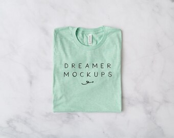 Bella Canvas Heather Prism Mint Mockup, Bella Canvas 3001 Mockup, 3001 Mock Up, Bella Canvas Mockup, Prism Mockup, Heather Mint Mockup