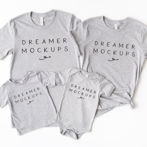 Family Mock Up, Bella Canvas 3001 Mockup, Bella Canvas 100B Mockup, 3001 Mockup, Baby Mock Up, Gray Shirt Mockup, Group Mockup