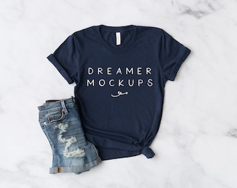 Bella Canvas Navy Mock Up, Bella Canvas 3001 Mockup, 3001 Navy Mock Up, Bella Canvas Mockup, Bella Canvas Blue, Navy Blue Shirt Mockup