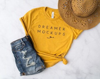 Bella Canvas Heather Mustard Mock Up, Bella Canvas 3001 Mockup, 3001 Mock Up, Bella Canvas Mockup, Bella Canvas Mustard, Dreamer Mockups