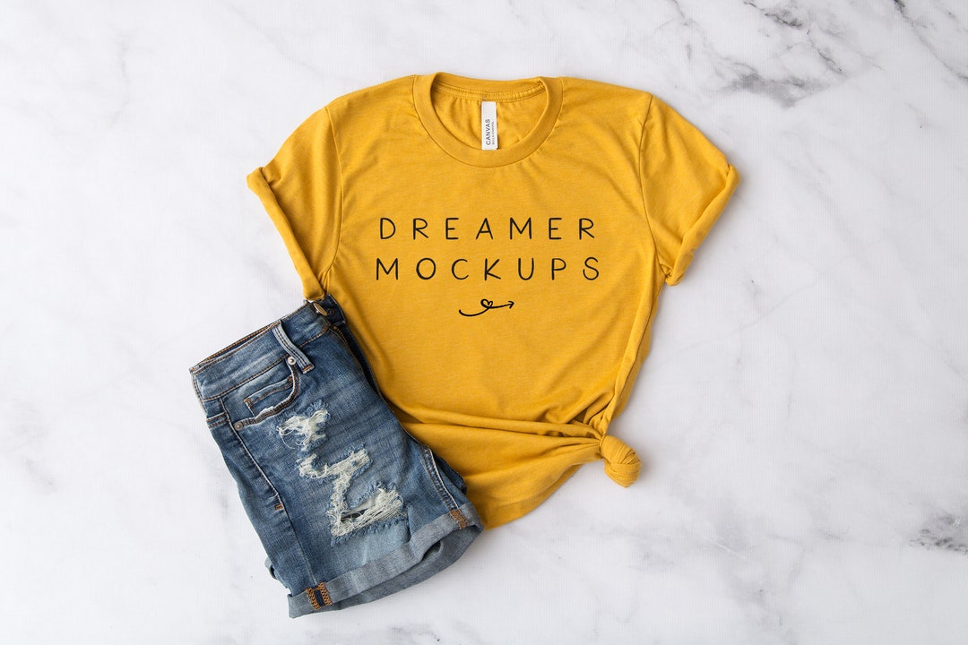 Bella Canvas Heather Mustard Mock Up, Bella Canvas 3001 Mockup, 3001 ...