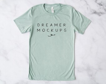 Bella Canvas Heather Dusty Blue Mockup, Bella Canvas 3001 Mockup, 3001 Mock Up, Bella Canvas Mockup, Summer Mockup, Heather Dusty Blue