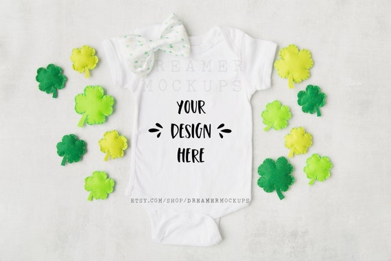 St Patricks Day Baby Shirt Mockup Rabbit Skins 4400 Mockup Etsy