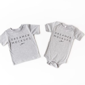 Sibling Mockup, Family Mock Up, Bella Canvas 3001 Mockup, Bella Canvas 100B Mockup, 3001 Mockup, Bodysuit Mock Up, Baby Mockup, Gray Mockup