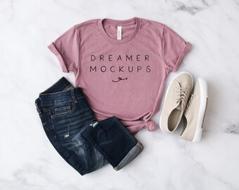 Bella Canvas 3001 Mockup, Bella Canvas Heather Orchid Mockup, Styled Stock, 3001 Mockup, Bella + Canvas Mockup, Fall Mockup, Shirt Mockup