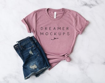 Bella Canvas 3001 Mockup, Bella Canvas Heather Orchid Mockup, Styled Stock, 3001 Mockup, Bella + Canvas Mockup, Fall Mockup, Shirt Mockup