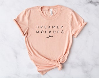 Bella Canvas Heather Peach Mockup, Bella Canvas 3001 Mockup, 3001 Mock Up, Bella Canvas Mockup, Summer Mockup, Heather Peach Mockup