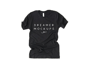 Bella Canvas 3001 Mockup, Bella Canvas Heather Black Mockup, Styled Stock, 3001 Mockup, Bella + Canvas Mockup, 3001 Heather Black Mockup
