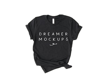 Bella Canvas 3001 Mockup, Bella Canvas Heather Black Mockup, Styled Stock, 3001 Mockup, Bella + Canvas Mockup, 3001 Heather Black Mockup