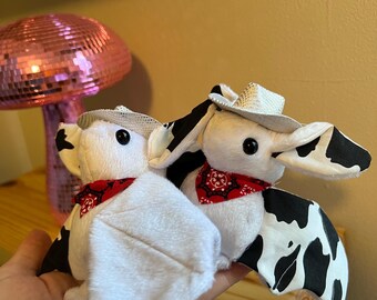 Handmade Cowboy Bat Plushie: Western Stuffed Animal