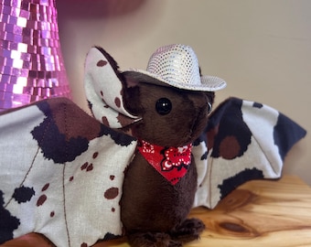 Cowboy Bat Plushie: Handmade Western Stuffed Animal