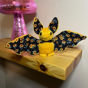 Bat Plush | Bat | Plushie | Stuffed Animal | BeeZeeArt Bat | Halloween Bat | Halloween Stuffed Animal | Sunflower | Sunflower Plush | Flower