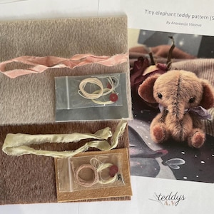 Tiny Elephant Teddy Kit: DIY 5cm Plush Sewing Project