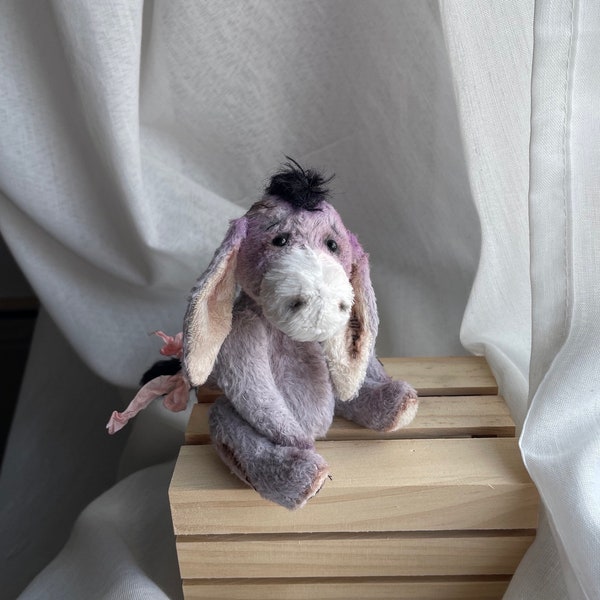 Eeyore teddy - handmade, artist teddy, collectible, art doll, donkey, mini Pooh collection