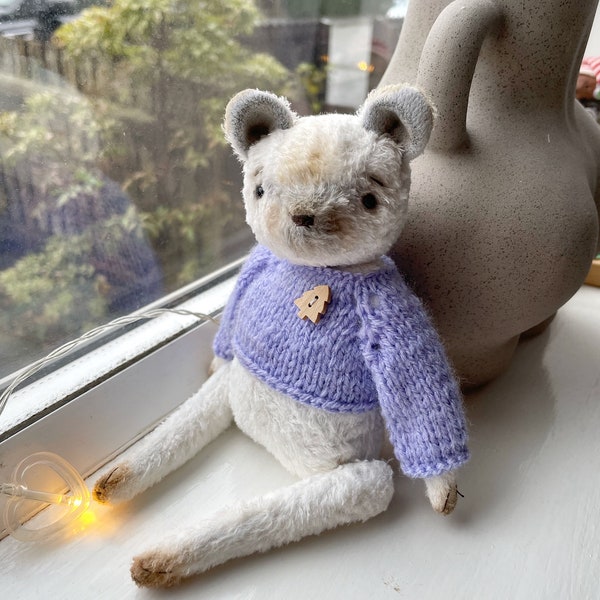 Eisbär Teddy - handgefertigt, Künstlerteddy, Sammlerstück, Kunstpuppe, Weihnachtsteddy