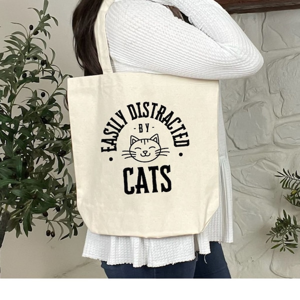 Cat Canvas Tote Bag | Reusable Shopping Bag | Cat Mom Gift | Cat Lady Gift | Cute Cat Bag | Eco-friendly Reusable Bag | Reusable Cotton Bag
