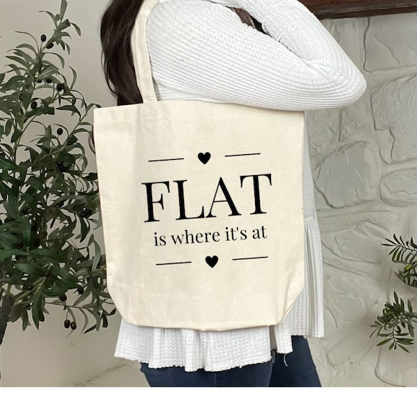 Breast Cancer Survivor Tote Bag | Mastectomy Gift | Flattie Gift | Flattie Tote Bag | Flat Is Where It's At | Cancer Treatment Bag