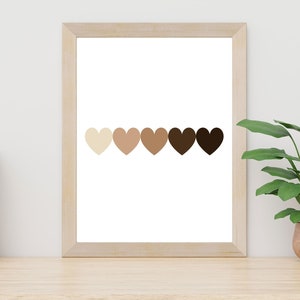 Impression numérique coeurs neutres | BLM Coeurs Art numérique | Art mural esthétique neutre | Art mural esthétique girly | Décoration d&#39;intérieur minimaliste.