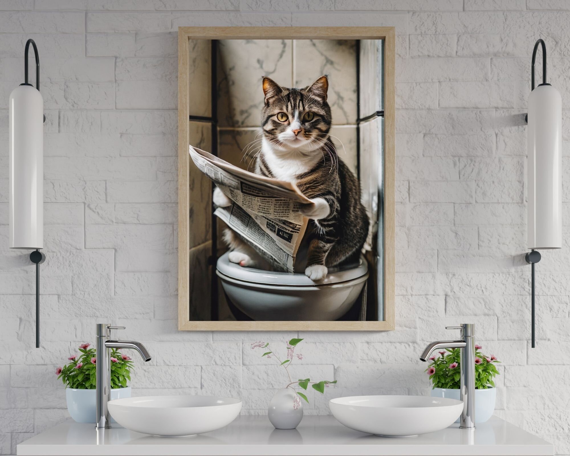 Funny Bathroom Wall Art Cat Bathroom Print Cats Digital Art - Etsy