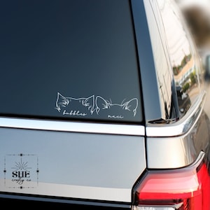 Cat Ear Car Decal, Custom Cat Sticker, Cat Vinyl Decal, Cat Mom Car Decal, Cat Name Decal, Cat Mom Sticker, Pet Ears Car Decal, Cat Memorial