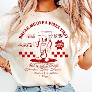 Camiseta com estampa de pizza engraçada: camiseta retrô com cores confortáveis para foodie