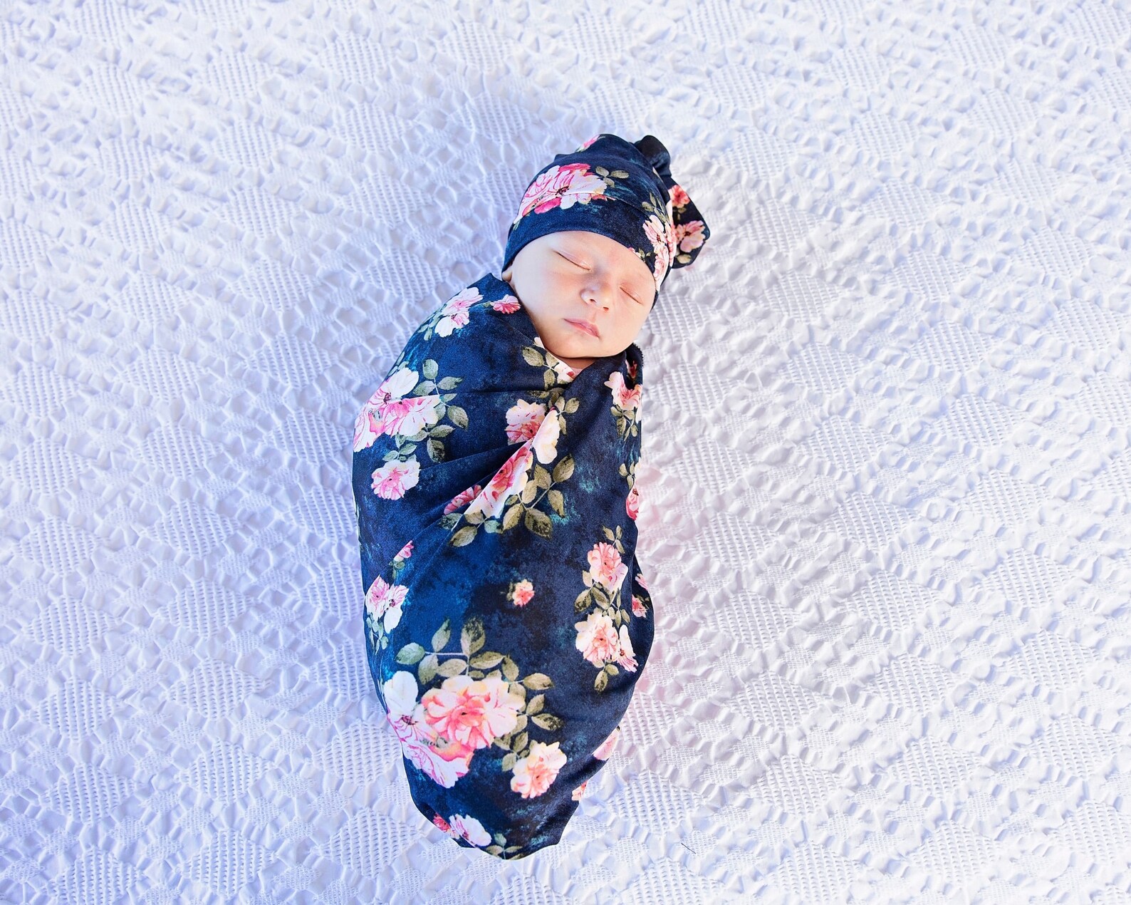 2 Piece Set Baby Girl Swaddle Blanket & Newborn Hat Set Etsy